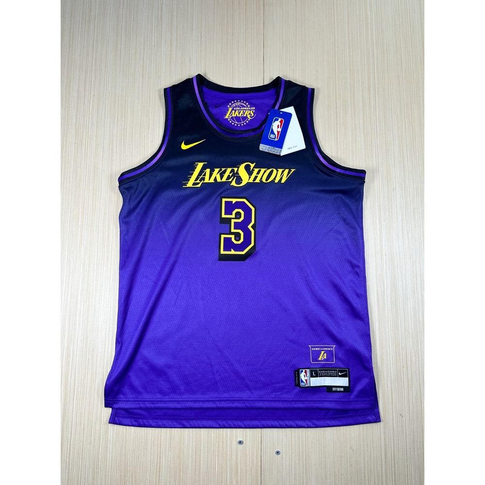 Nike Dri-Fit Jersey Boys Large 14-16 Purple Los Angeles Lakers #3 Anthony Davis